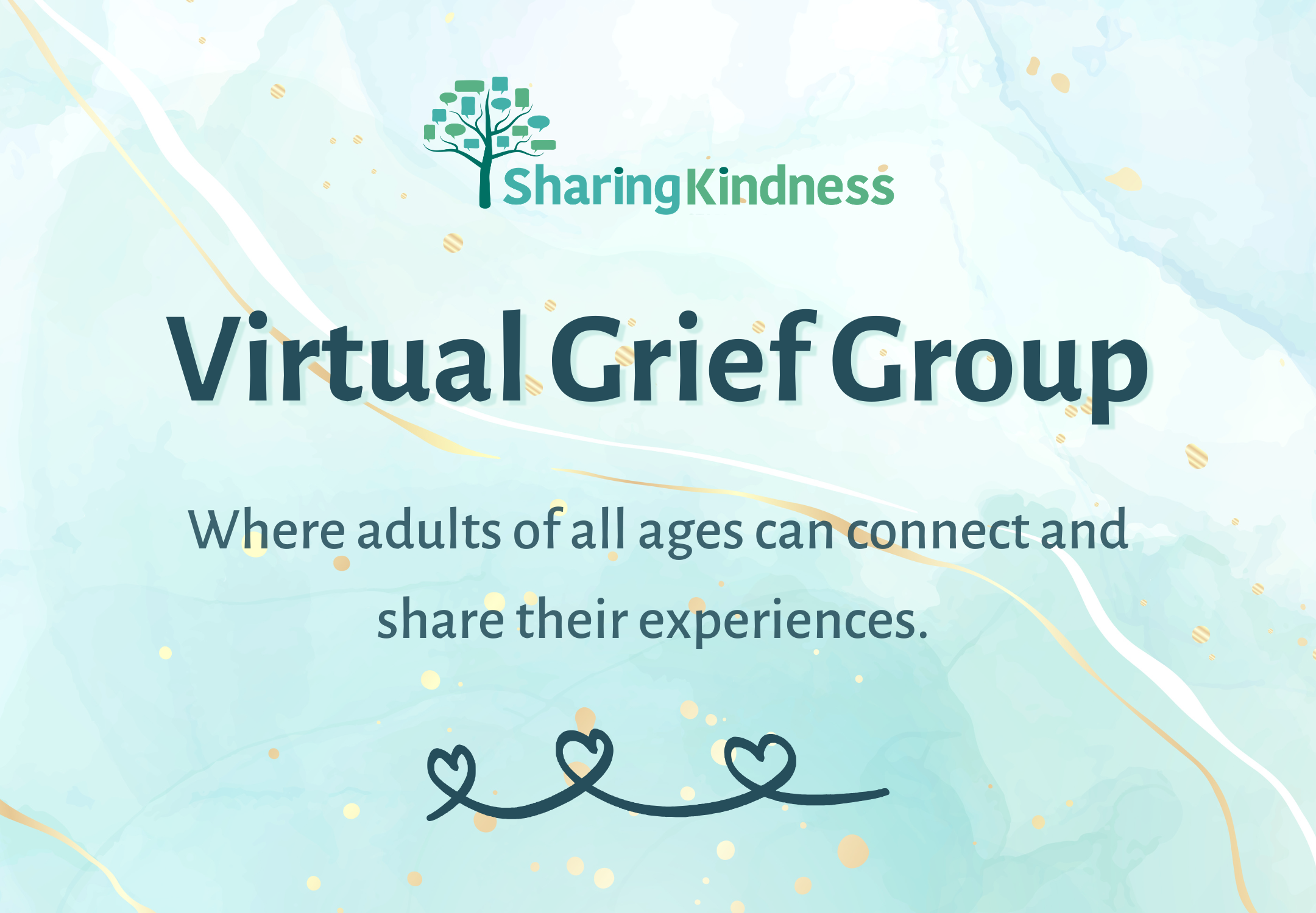 Image of a heart drawn with crayon over the text, "Virtual Family Night: An arts-based grief group for families with children. Participate via Zoom from wherever you are"