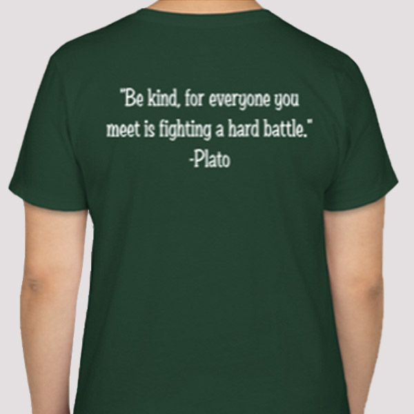 be kind quote green v-neck t-shirt- back